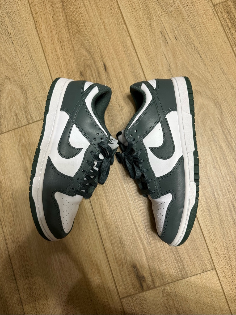 Nike Dunk Low — White and Dark Green Men's Sneakers